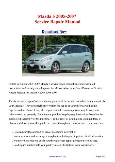 Read 2007 mazda 5 owners manual download Hardcover PDF - The