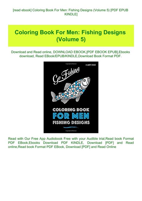 🔥 Read Online Coloring Book For Men: Fishing Designs (Volume 5)