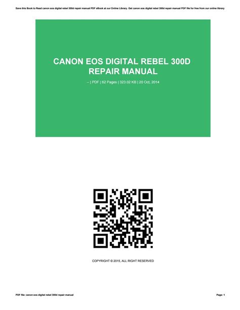 Download canon eos digital rebel 300d repair manual Read Ebook Online