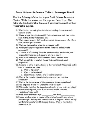 Reading Pdf earth science reference table scavenger hunt answers