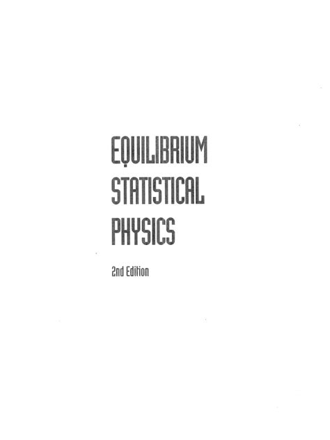 💎 Free Read equilibrium statistical physics solutions manual