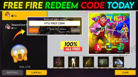 Mejor 9999 free fire redeem code holi