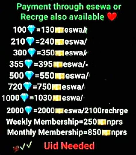 Nuevo Hack free fire top up list in nepal