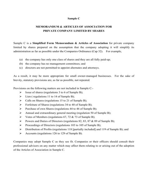 🤯 Read Ebook sample memorandum articles of association for private