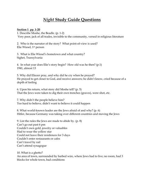 ▶️ Reading study guide questions for night