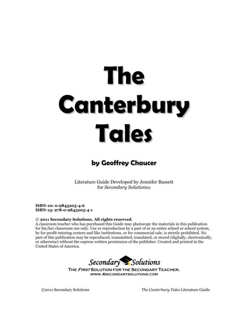 🤯 Read Ebook the canterbury tales literature guide secondary solutions