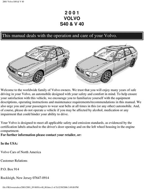 Reading Pdf volvo s40 v40 owners manual 2001 Free E-Book Apps PDF