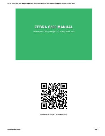 Download Kindle Editon zebra s500 manual Hardcover PDF - Brannigan's